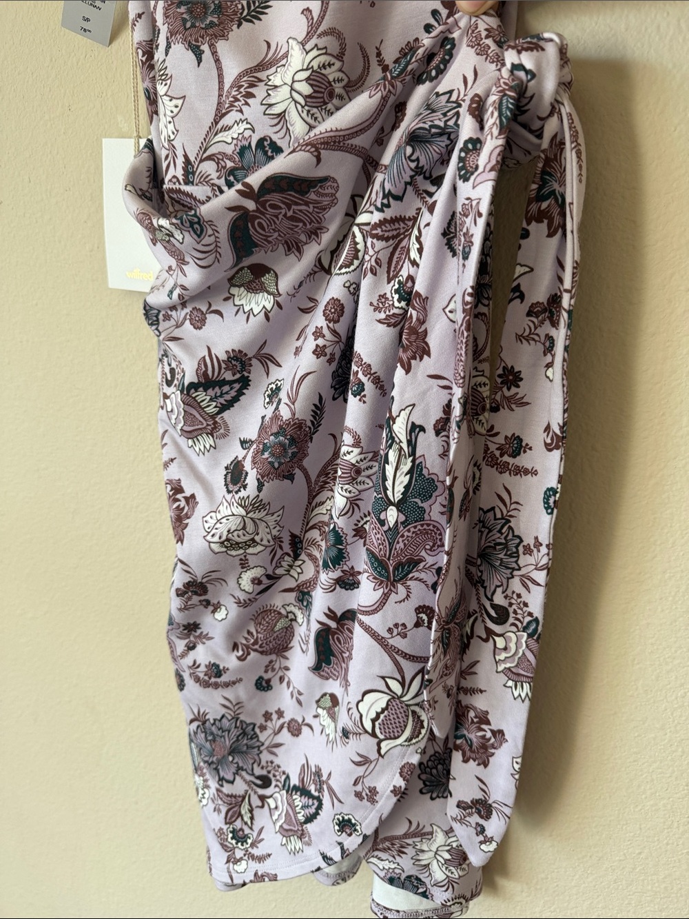 Wilfred Lavender Floral Scoop-Neck Wrap Mini Dress - Picture 4 of 7